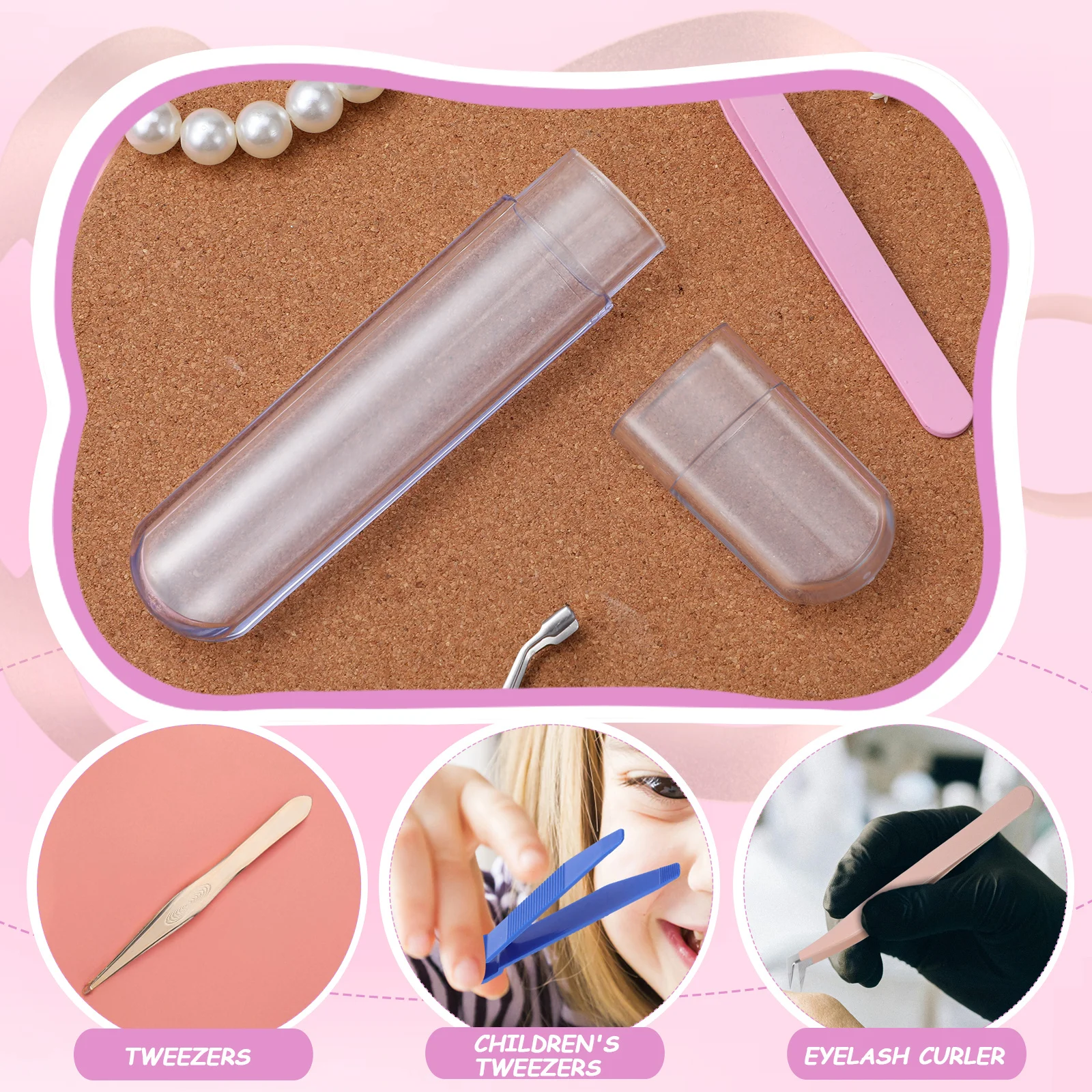 Przezroczyste plastikowe etui na pęsety, organizer na przedłużane rzęsy, podróżny mały pojemnik, owalny kształt na narzędzia.