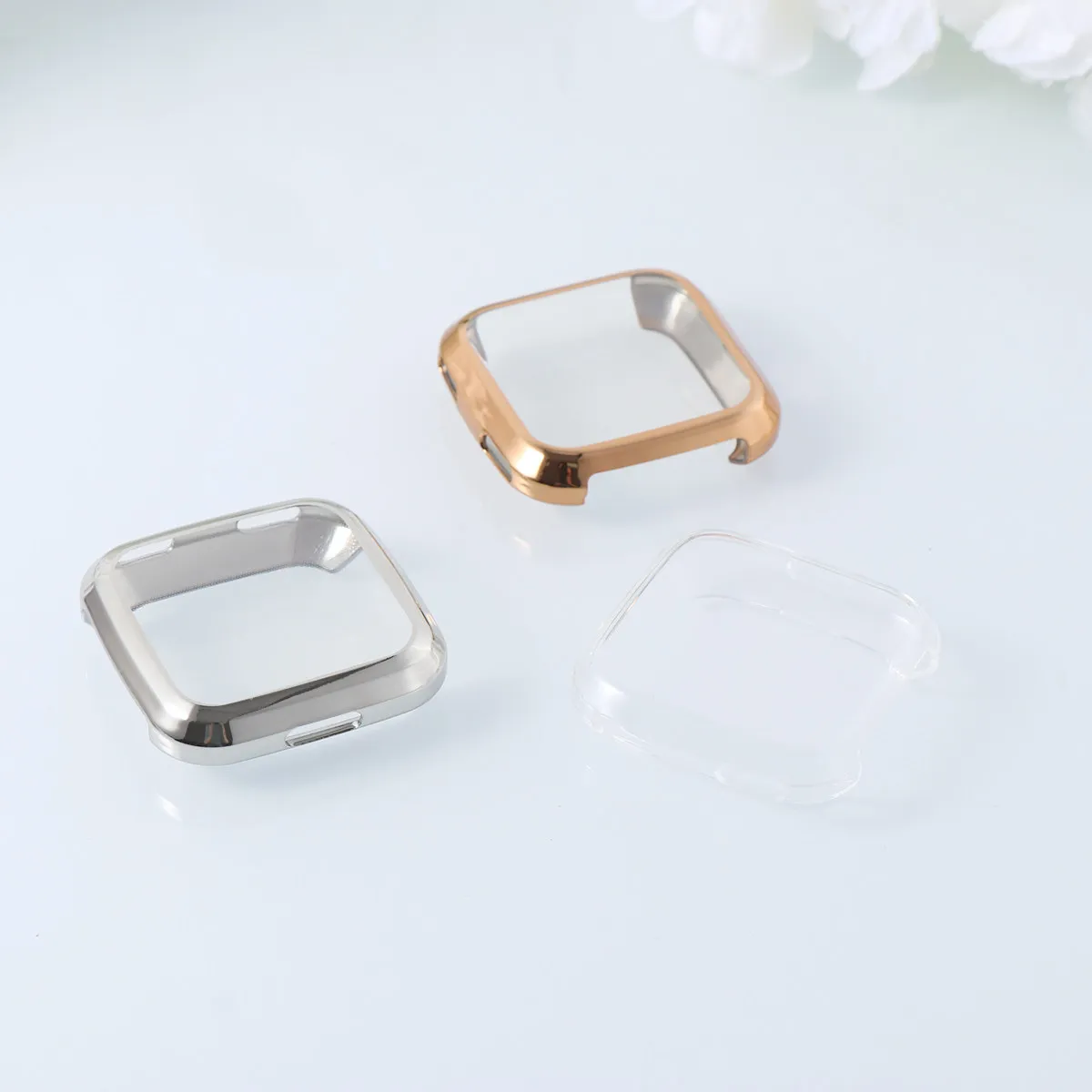 

Защитный чехол из ТПУ с защитой от царапин, прочный, надежный, прозрачный, серебристый, розовое золото, 3 шт.