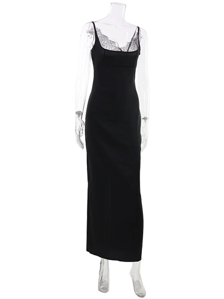 CNYISHE Lace Patchwork Solid Camisoles Sleeveless Women Dresses Trendy Skinny Bodycon Hip Wrap Sexy Club Female Outfits Vestidos