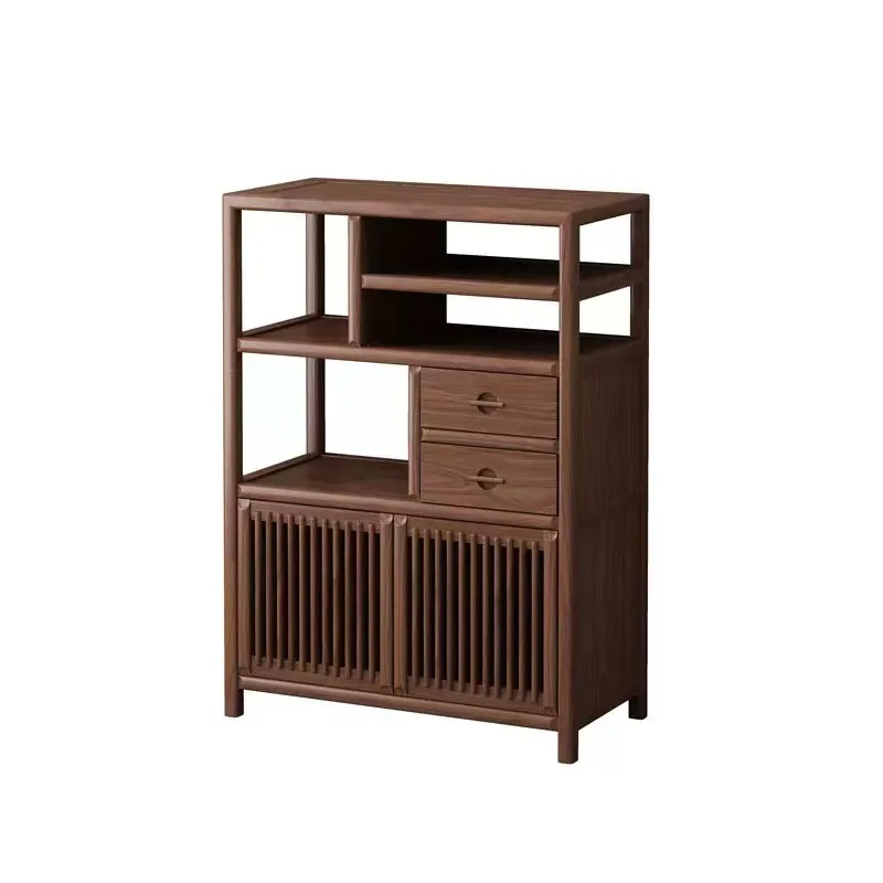 Chinese solid wood sideboard, Duobaoge black walnut tea cabinet, small storage cabinet, display cabinet, Bogu shelf