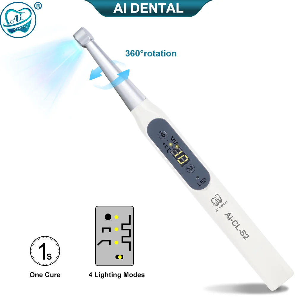 

AI-CL-S2 Dental LED Light Curing Lamp 360 Degree Rotation 1 to 40 Seconds Cure 4 Lighting Modes Constant Light Intensity