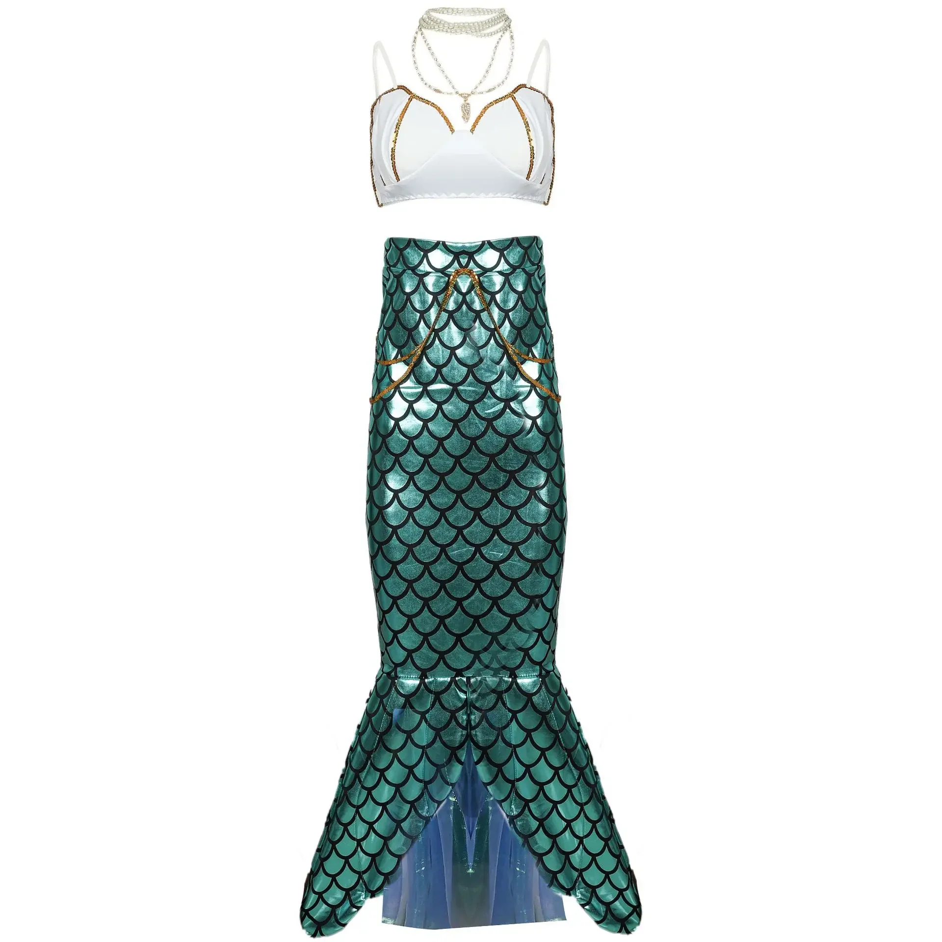 NEWM-XL 새로운 할로윈 인어 코스튬 코스프레 의상