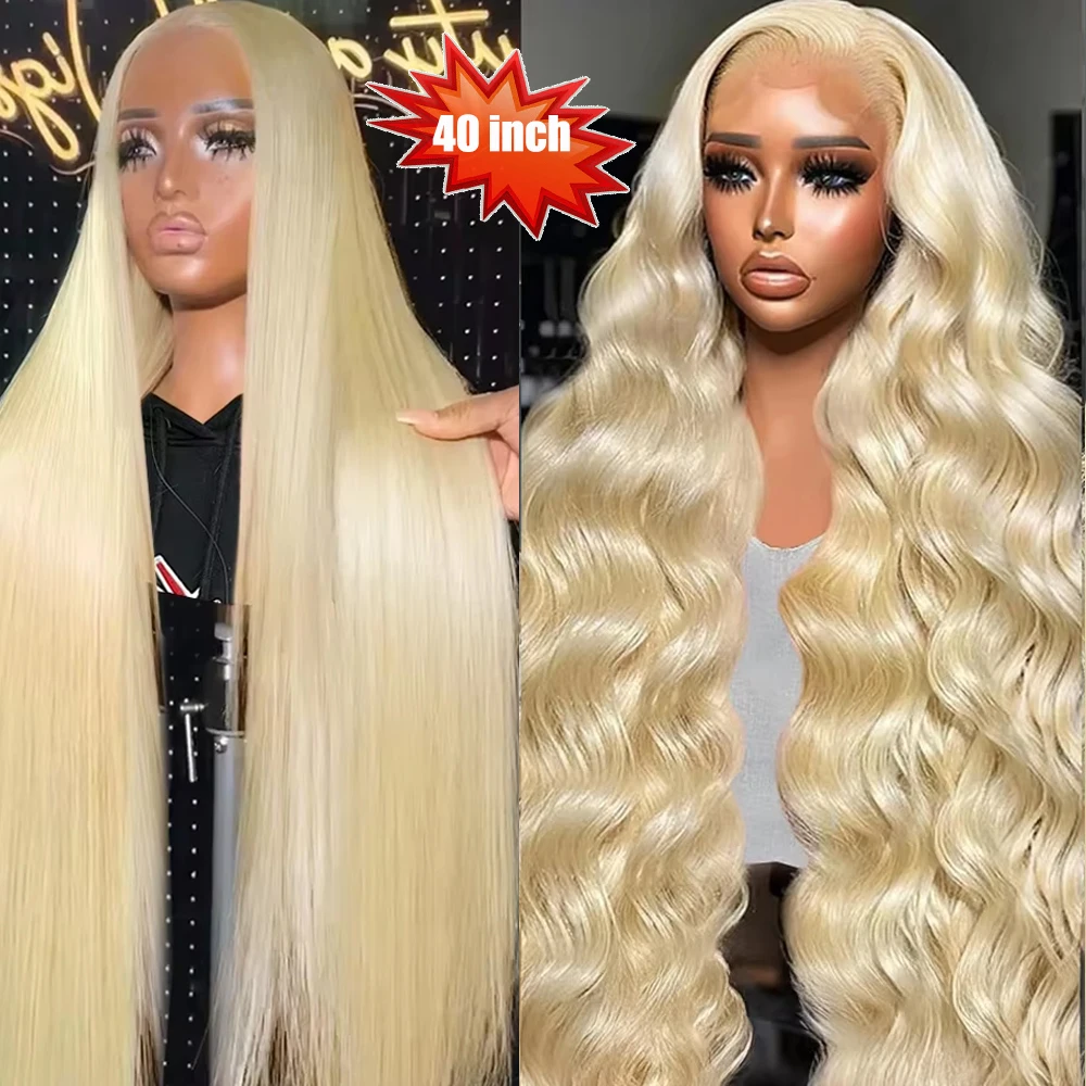 

13x6 Brazilian 613 Blonde HD Lace Front Human Hair Wigs For Women 30 40 Inch Transparent Lace Frontal Wig Straight Body Wave