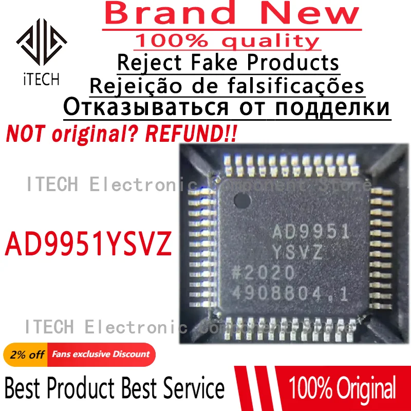 

5pcs/lot Original AD9951YSVZ AD9951YSV AD9951 TQFP48 Converter Chip 100% New and Genuine