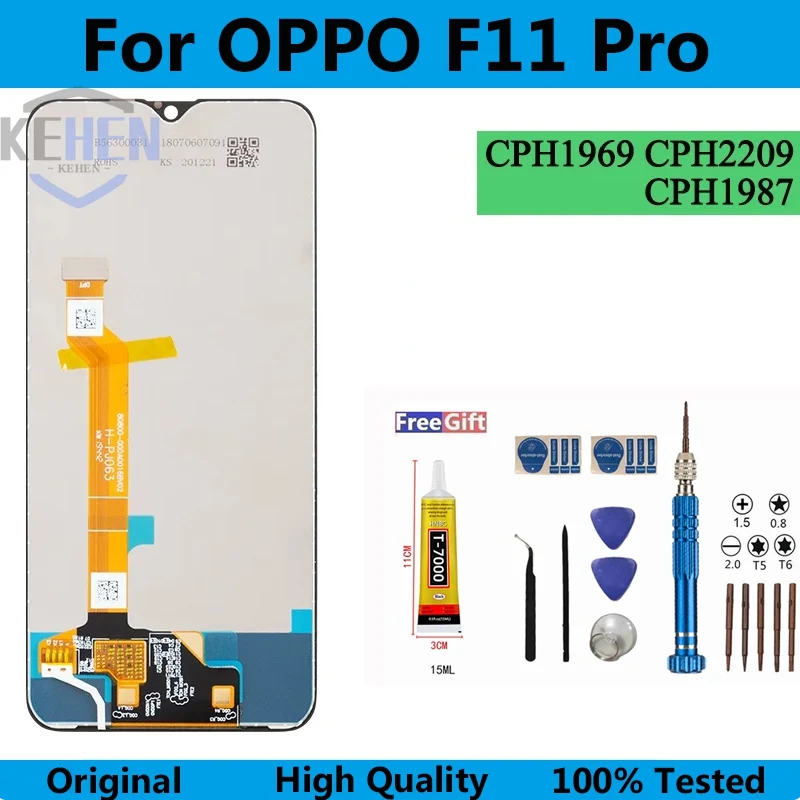 

100% New Lcd For OPPO F11 Pro Display Screen Touch Panel Digitizer Assembly LCD With Frame CPH1969 CPH2209 CPH1987