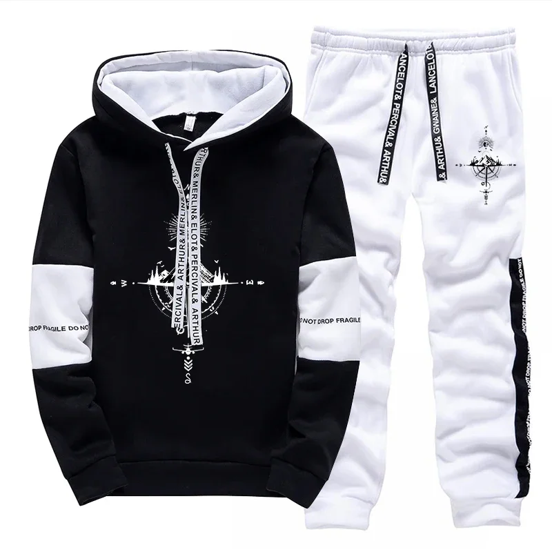 New Autumn Winter Men's Tracksuit Fashion Casual Hooded Sweatshirts Outdoors Sports Jogging Clothing Daily Single Hoodie Pants view 4