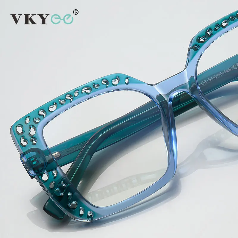 VICKY Square Large Frame Women's Reading Glasses Simple Hollow Design Prescription Custom Anti-blue light Eyeglasses PFD2188