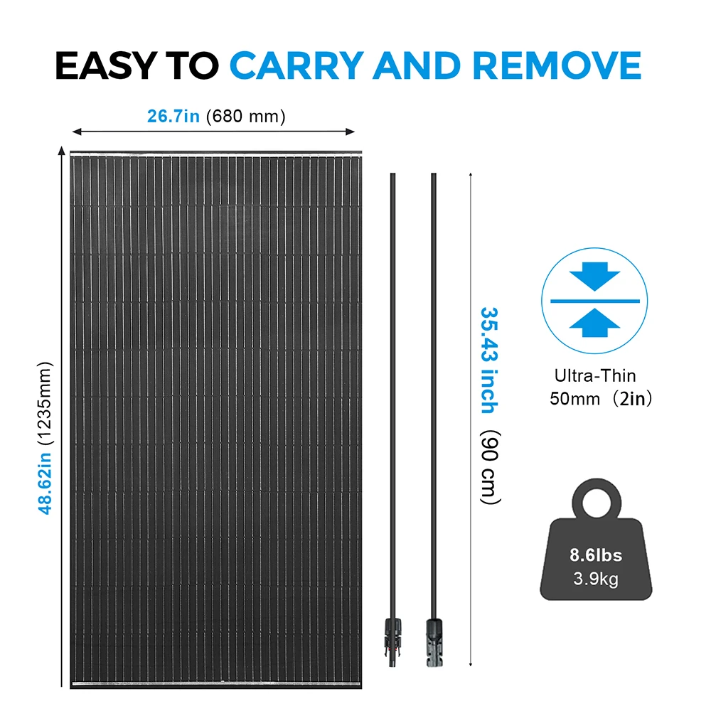 XINPUGUANG Solar Panel 200 واط لوحة طاقة شمسية شاحن بطارية خفيفة الوزن 18 فولت أحادية البلورية وحدة منزل سيارة RV أضواء يخت مضخة إمدادات الطاقة التخييم #3