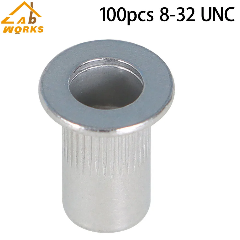 100 Pcs 8-32 Aluminum Flange Nutserts Rivet Nut Rivnut Nutsert High-Quality