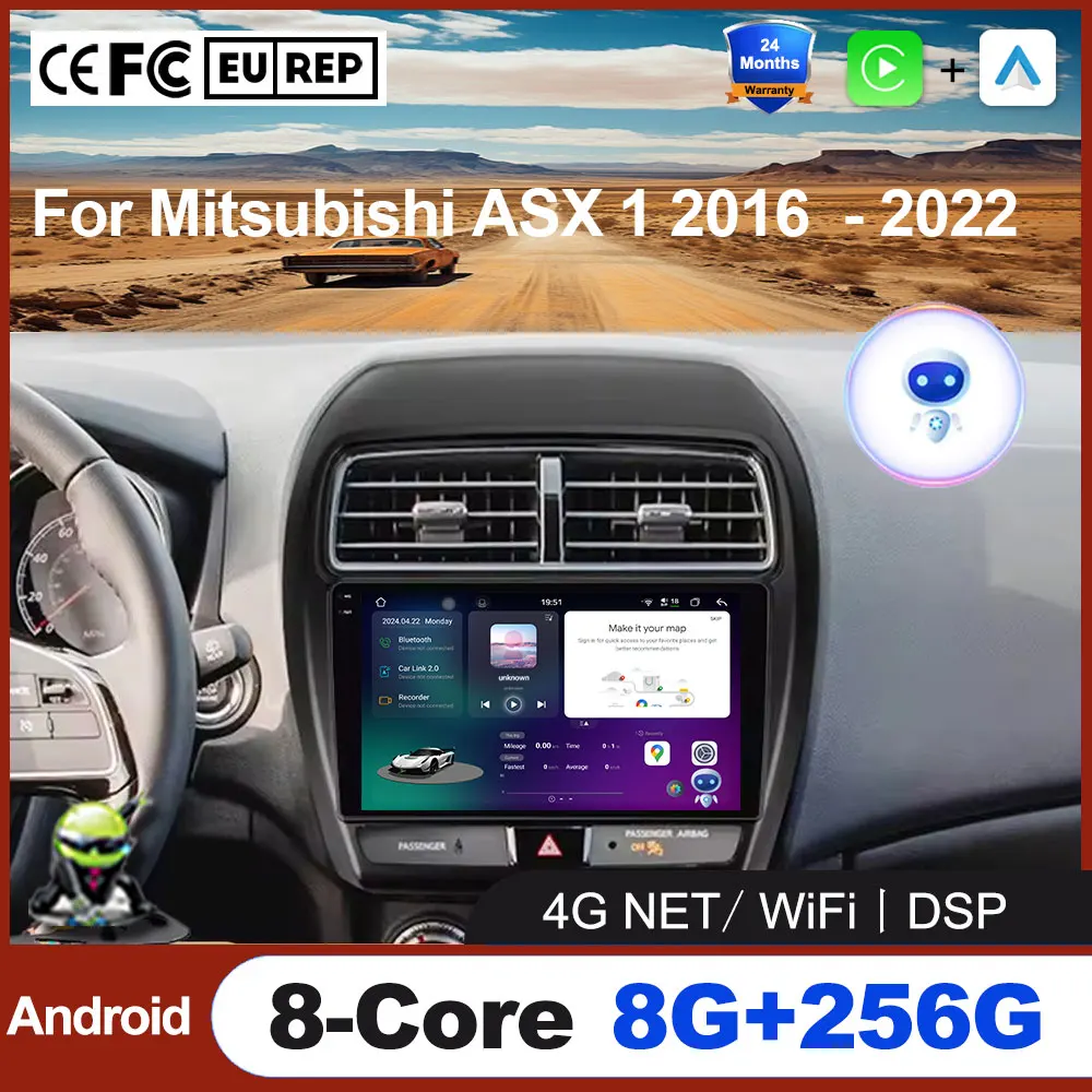 

Android 16 Carplay Auto для Mitsubishi ASX 1 2016-2022 Мультимедийный автомобильный радиоплеер Видео WIFI + 4G GPS DSP Bluetooth Инструменты Вентилятор