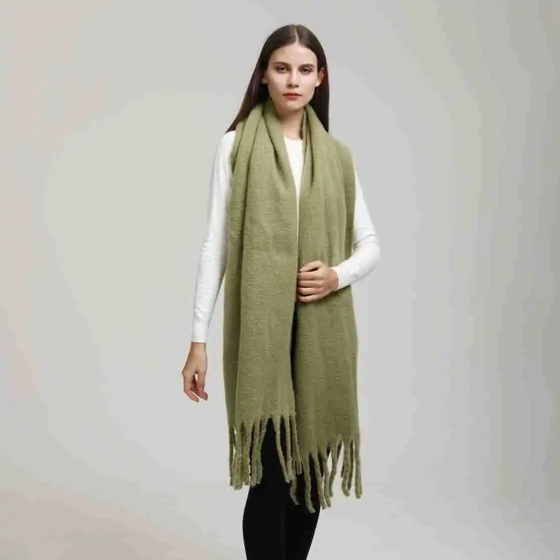 Sciarpa invernale per donna Cashmere caldo solido coperta di Pashmina avvolge femminile spesso morbido Bufanda grande scialle con nappa poncho lungo Echarpe