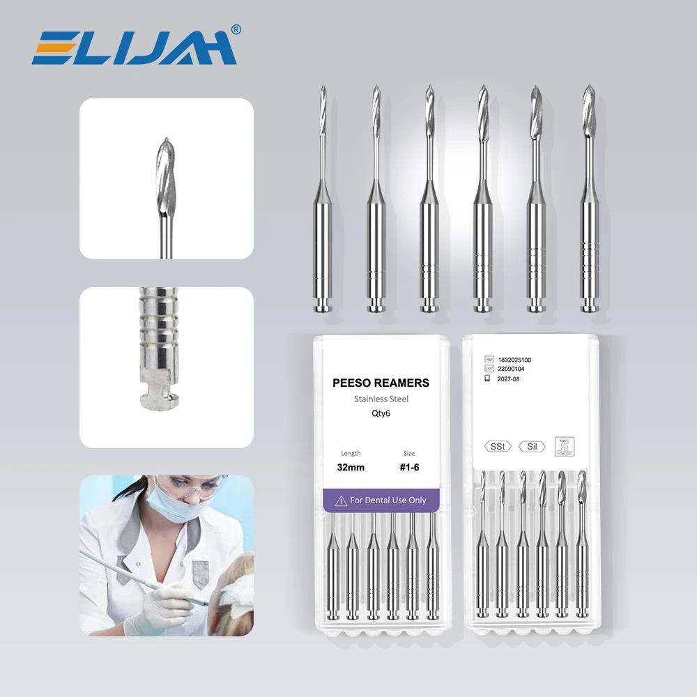 ELIJAH 6 Stuks 28mm/32mm Peeso Ruimers Motor Tandheelkundige Gebruik Endodontische Ruimers Boor Burs Peeso Ruimers Largo boren Endo Bestanden