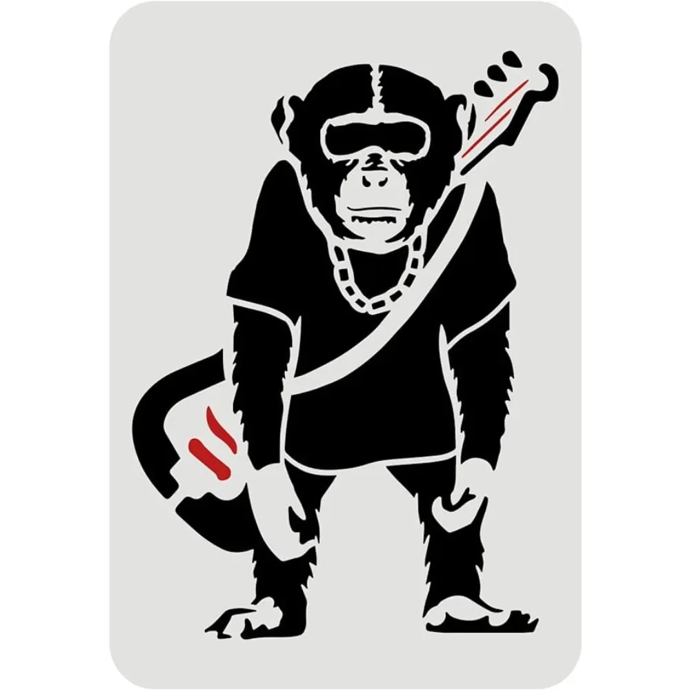 Banksy Chimpanzees Stencil for Painting 11.7x8.3inch Reusable Orangutan Drawing Stencil Monkey Pattern Stencil for Painting