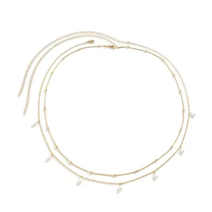 Nueva moda sexy cadena de perlas de doble capa para mujeres cinturas de cintura vientre cinturón de vientre de verano festival de joyería de joyería 10 mejores cinturones de cintura de ventas - №7