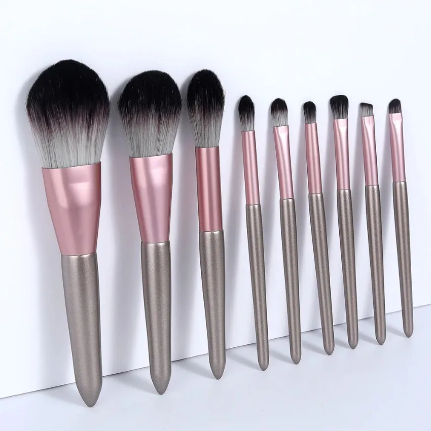 

Private Label 9pcs/set Fluffy Pudding Makeup Brush Kit Concealer Blush Loose Powder Soft Cosmetics Tool Bulk Makeup Custom