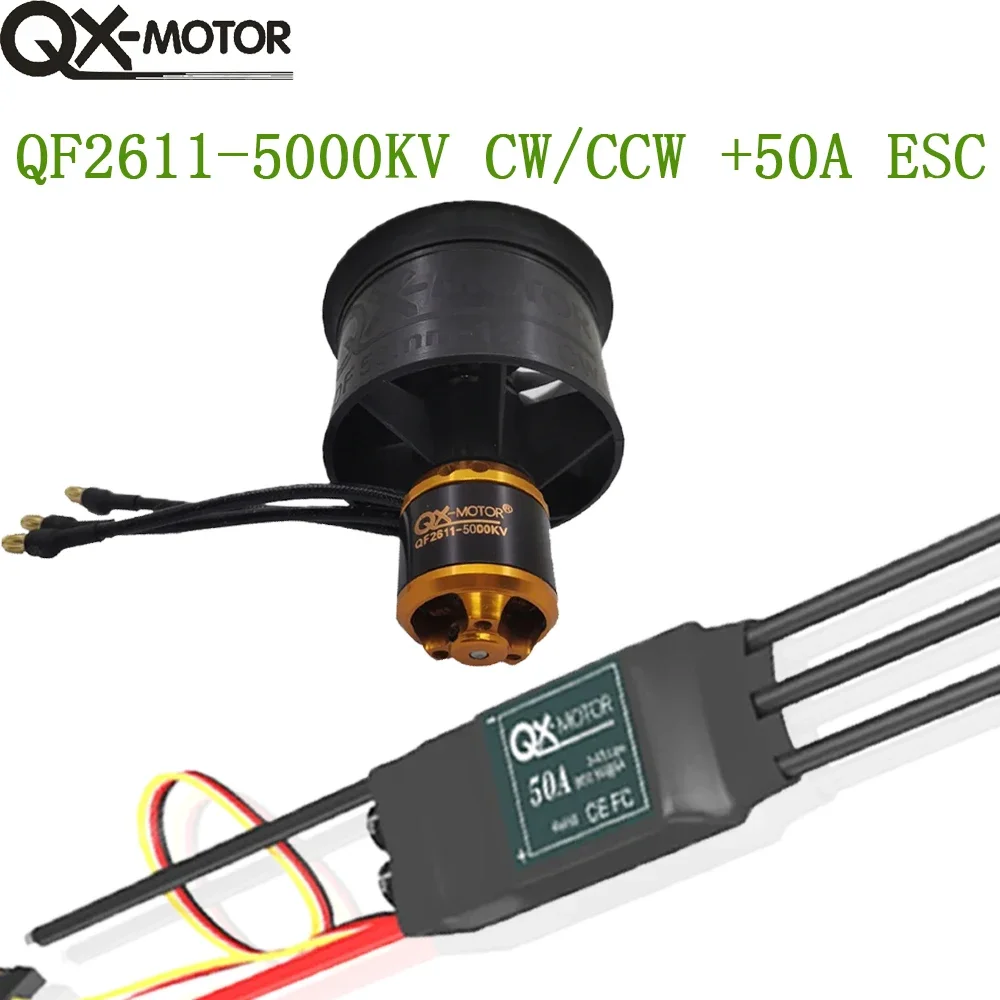 

QX-MOTOR QF2611 5000KV Brushless Motor 50mm 12 Blades Ducted Fan EDF CW CCW With 50A ESC For RC Airplane