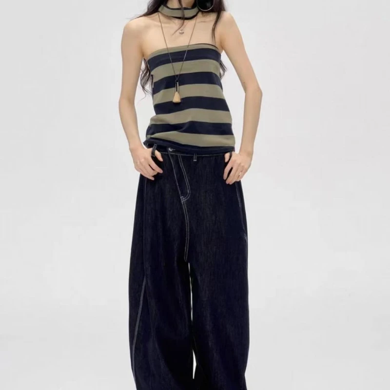 Y2k الجمالية التباين اللون شريط تانك القمم الشارع الشهير النساء عارية الذراعين الدبابات Harajuku الصيف عادية الجرونج خمر قمصان