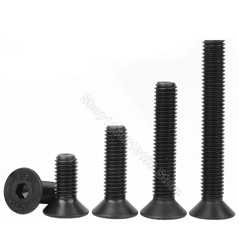 Tornillo hexagonal de cabeza plana avellanada, 1-100 piezas, color negro, grado 12,9, M1.6, M2, M2.5, M3, M4, M5, M8, M10, M12, DIN7991