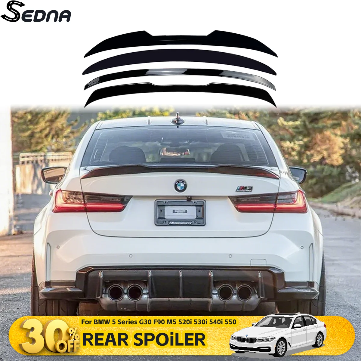 

Rear Spoiler For BMW 5 Series G30 G38 F90 M5 520i 530i 540i 550i 2017-2023 Trunk Lid Lip Tail Wing Car Tuning Parts Accessories