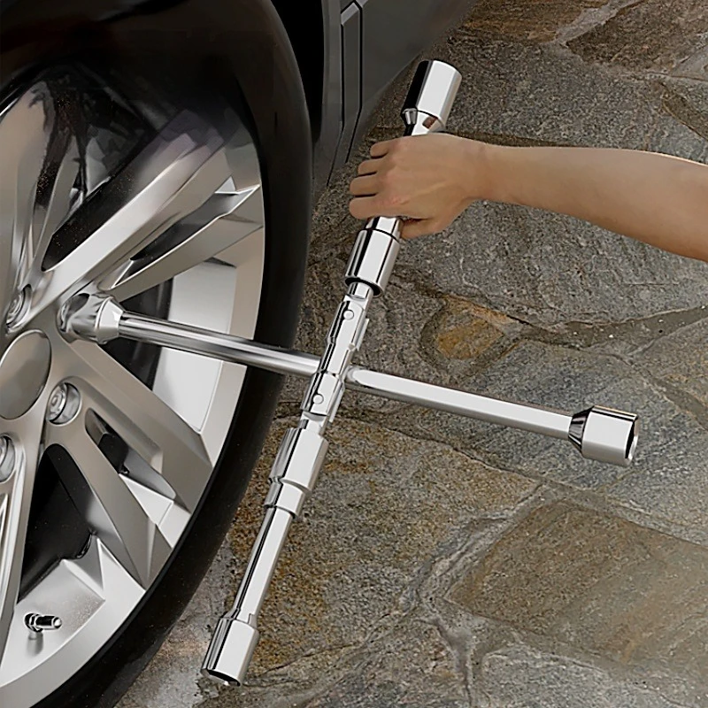 

Folding Socket Wrench Car Repair Wheel Nut Socket Professional Cross Spanner Tire Removal Tools Labor Saving Manual Tools