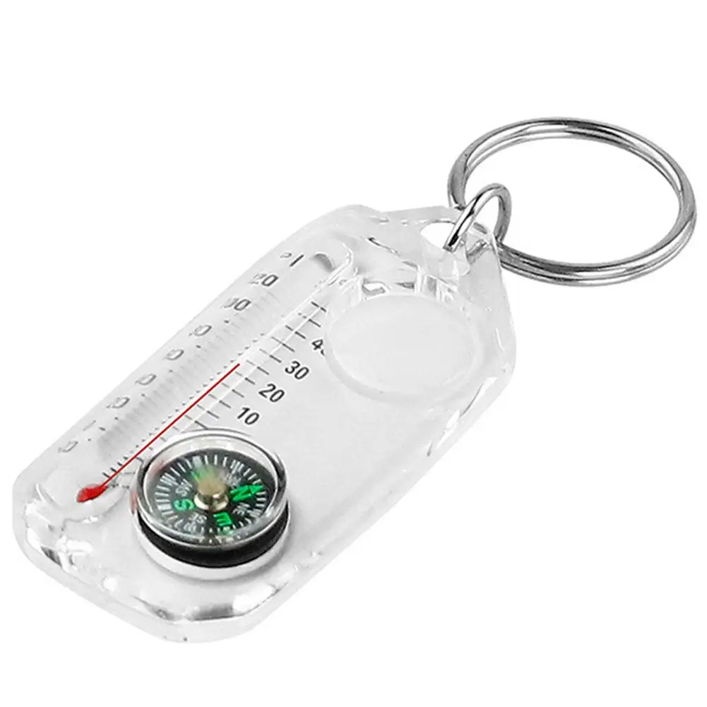 Outdoor Mountaineering Buckle Keychain Compass Pointer Mini Keychain Thermometer Compass Key Hook Camping Tools Carabiners image 6