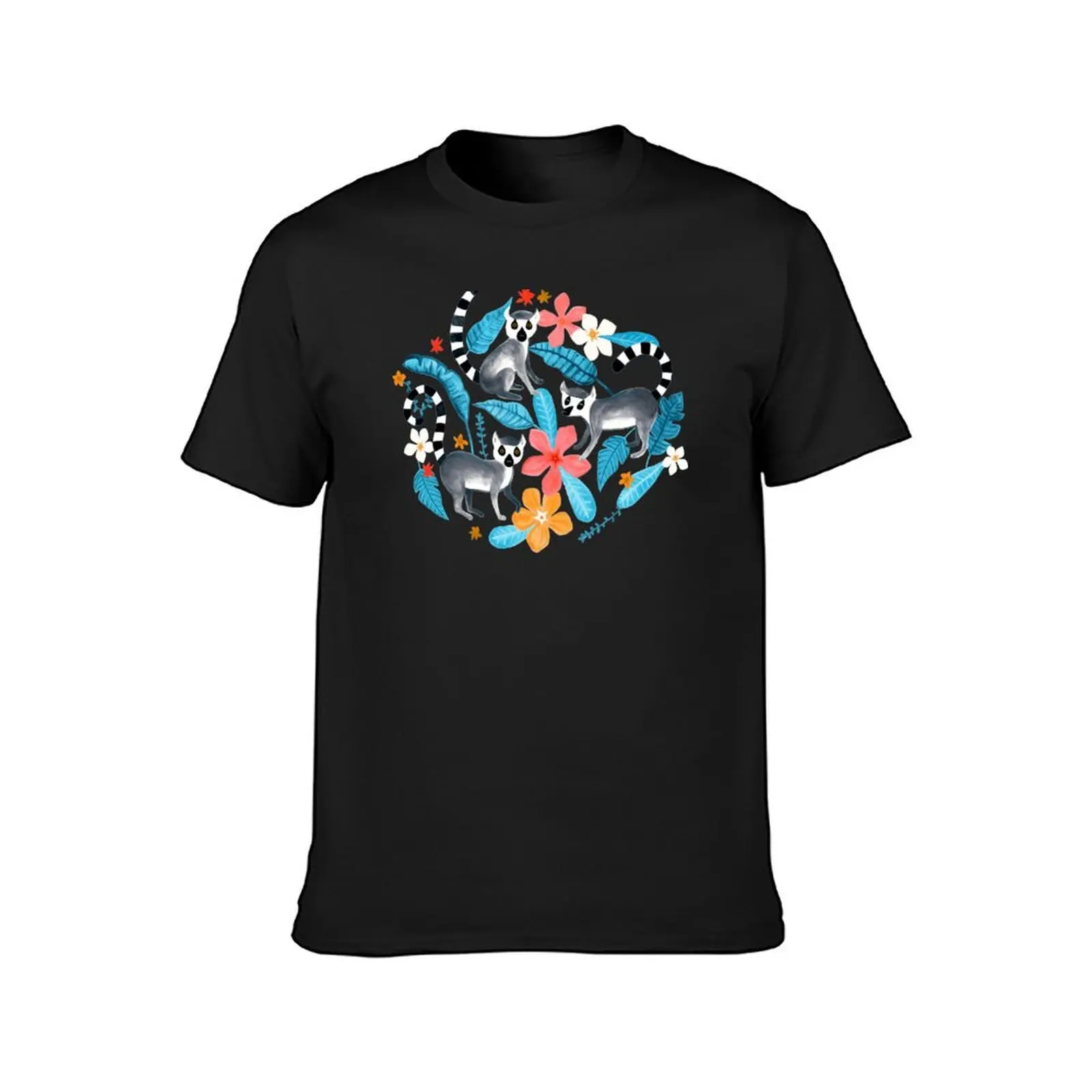 Gouache Lemur Land on Blue T-Shirt Aesthetic clothing quick-drying quick drying plain black t shirts men