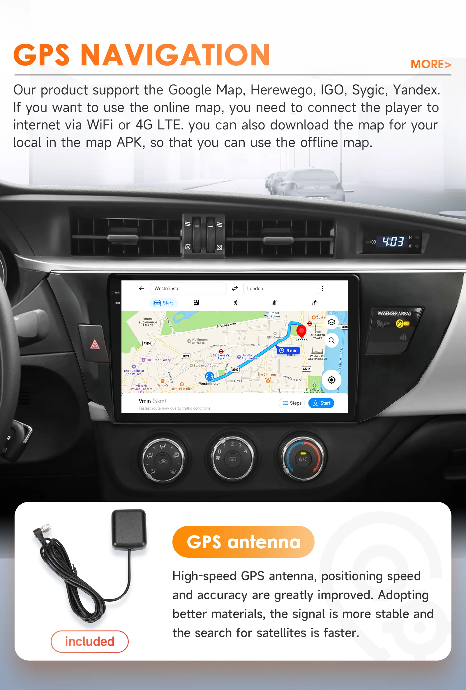Hizpo 10,1 "Android Auto Auto Elektronische Geräte Für Toyota Corolla Ralink 2014-2016 RadioGPS Navigation Drahtlose Carplay DSP BT – Detail 32