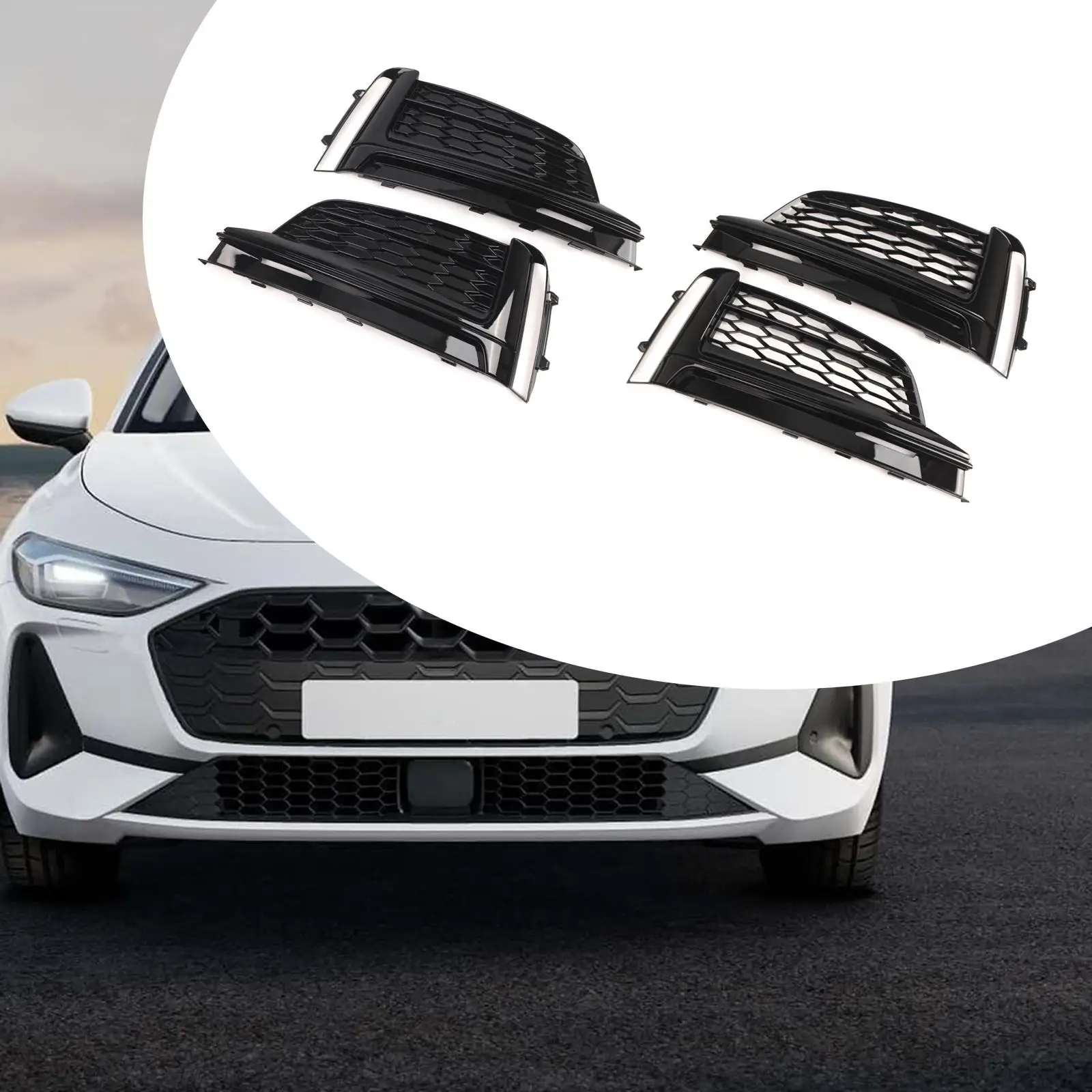 Plastic Fog Light Grille Pair Auto Accessory Direct Replace Car Front Grilles for Audi A5 S-LINE 2016-2020