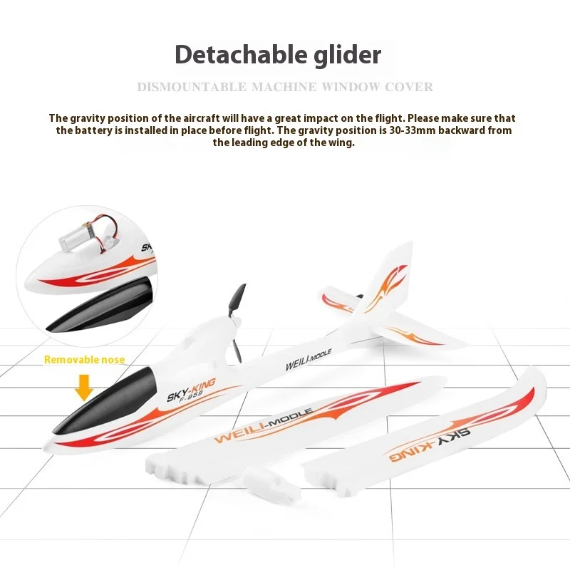 Weili f959s planador de alta velocidade com três canais traseiro push com giroscópio de seis eixos aeronave de controle remoto brinquedo modelo de asa fixa