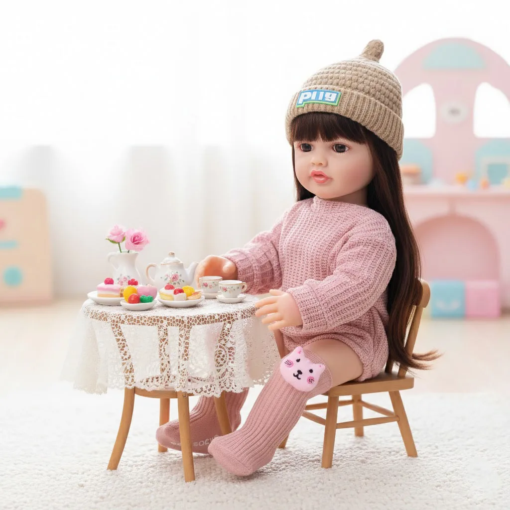 Cloveray 22 inch Classic Full Body Vinyl Realistic Reborn Baby Doll Super Cute Vinyl Doll Handmade Original Toy Kid Xmas Gift