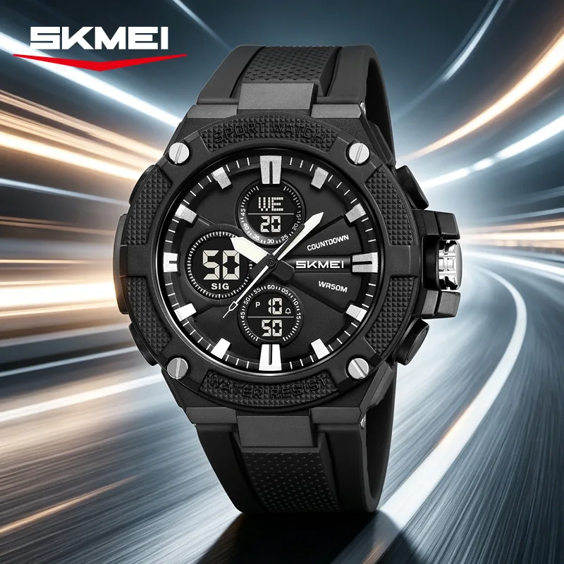 

2604 Fashionable Military Digital Big Dial Watches Waterproof Multi Functional Luminous Dual Display Electronic Wristwatch