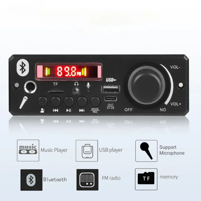 SOTAMIA 160W Bluetooth Amplifier Audio Hifi Stereo Mini Amp 2x80W MP3 Decoder Board Lossless Decoding Support Microphone Headset