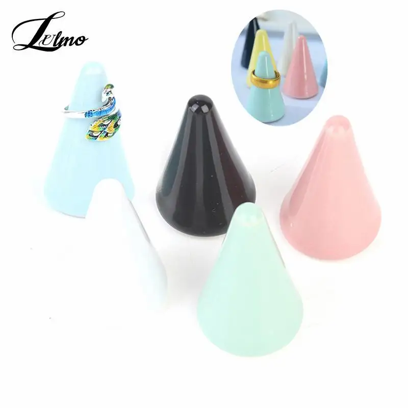 1/5pcs Ceramic/wood Finger Cone Ring Holder Marble Decor Display Stand Tray Jewelry Storage Crafts