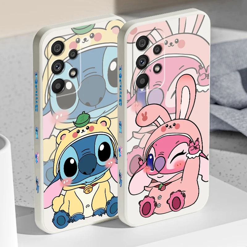 

Stitch Angel Disney Cartoon Liquid Left Rope For Samsung Note 20 10 A54 A31 A14 A03 A22 A34 A04 A24 A25 Ultra Plus 5G Soft