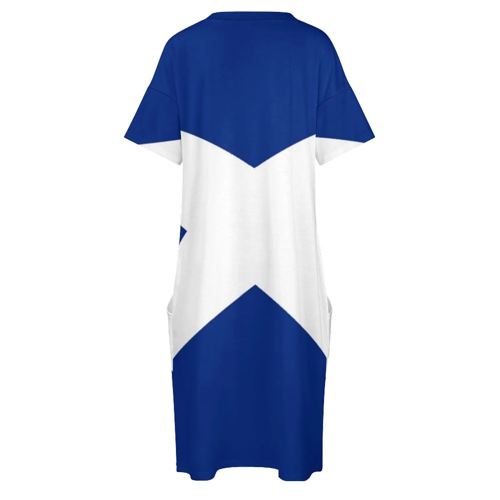ビッグセントアンドリュースクロス - スコットランド国旗 Tシャツベッドカバー布団ルーズポケットドレス女性服女性服女性ファッション