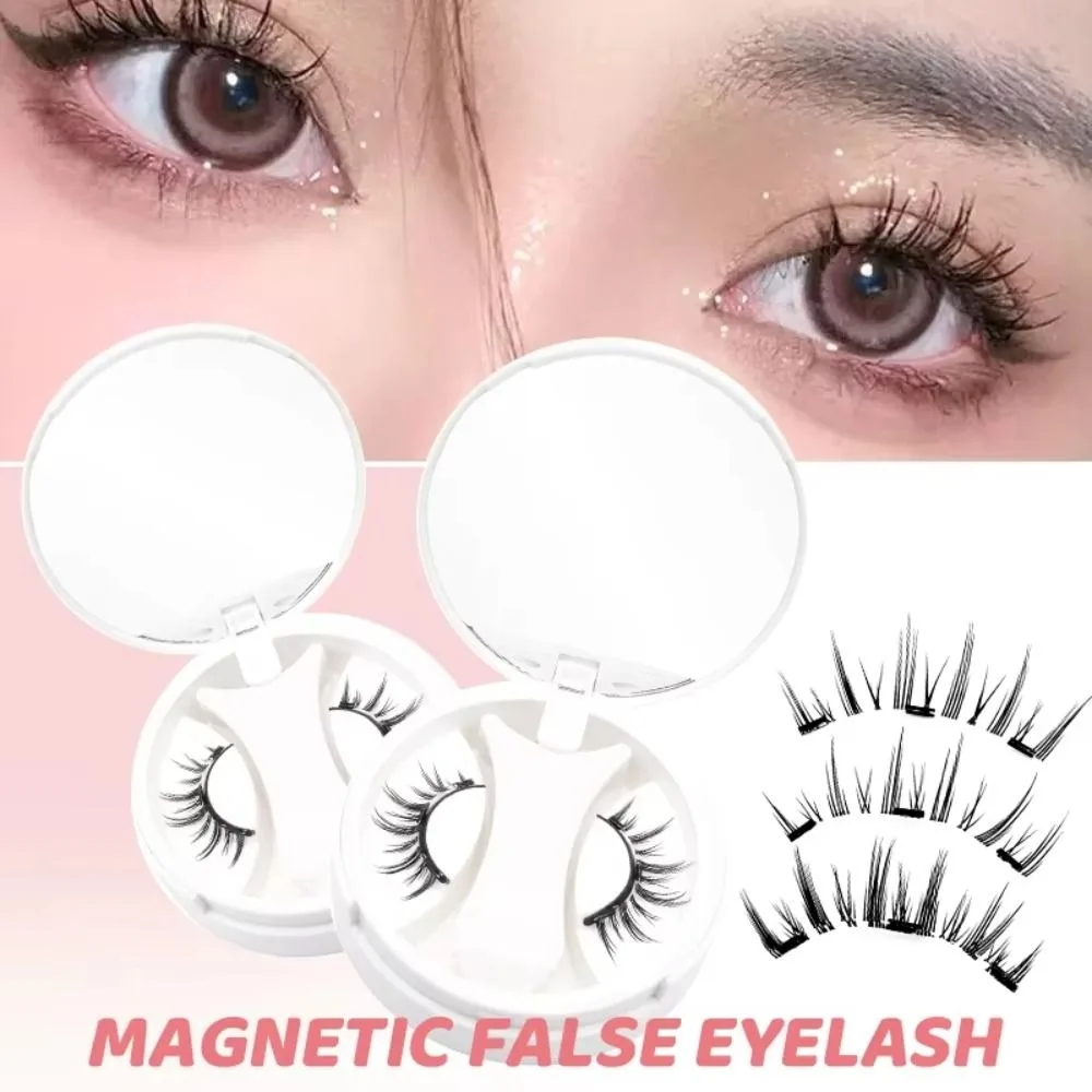 Fashion Repeatedly Magnetic Eyelashes with Applicator No Glue Required Natural Manga Lashes Easy To Use Wispy Lashes Women Girls