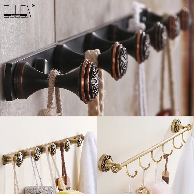 

ELLEN Bathroom Robe Hooks Antique Brass Wall Hook Clothes Hanger Towel Hooks Bathroom Accessories Coat Door Hooks ELKH1005