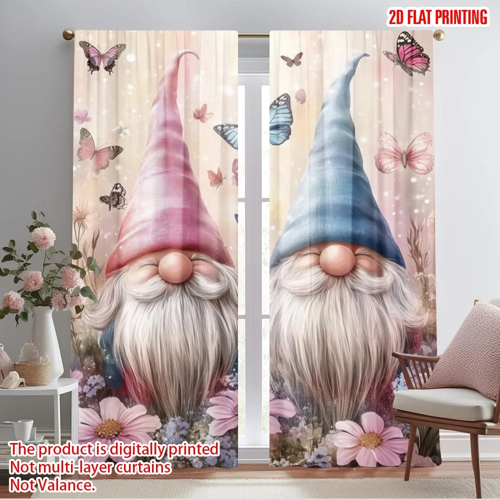 Panneaux de rideaux populaires avec impression d'avion 2D, tissu Polyester polyvalent pour jardin Gnome Bliss (sans tige), toutes saisons pour