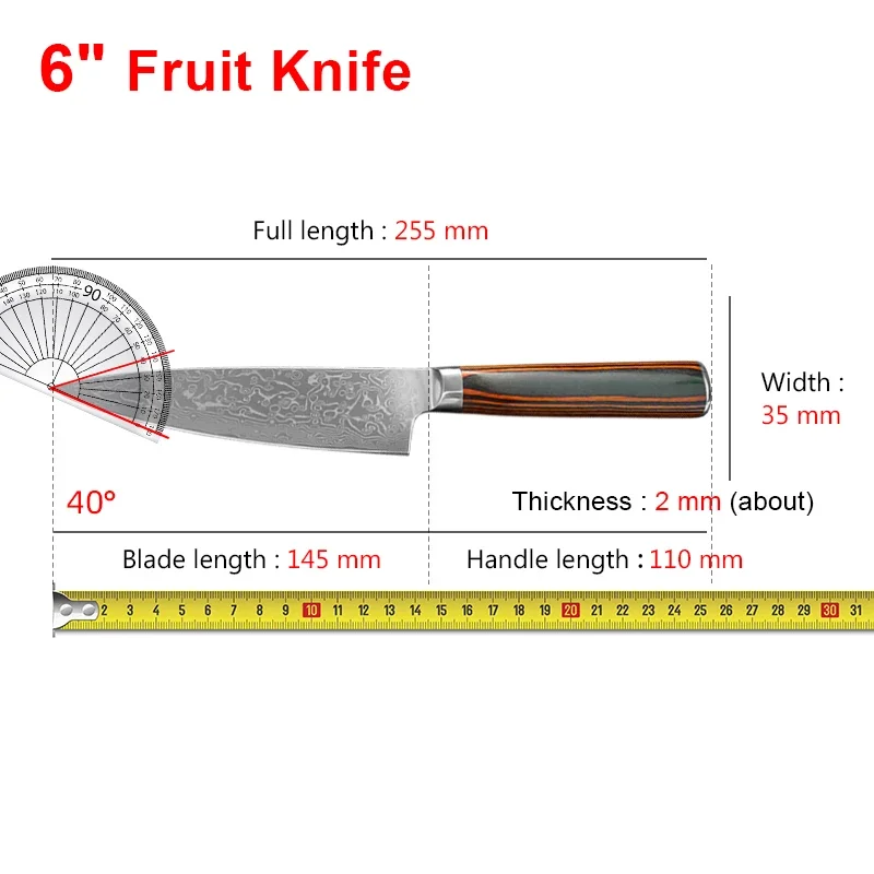 Professional Damascus Knife Slicing Meat Fruit Fish Knife Kitchen Knives Chef's Cleaver Wood Handle Damascus Steel Boning Knifes