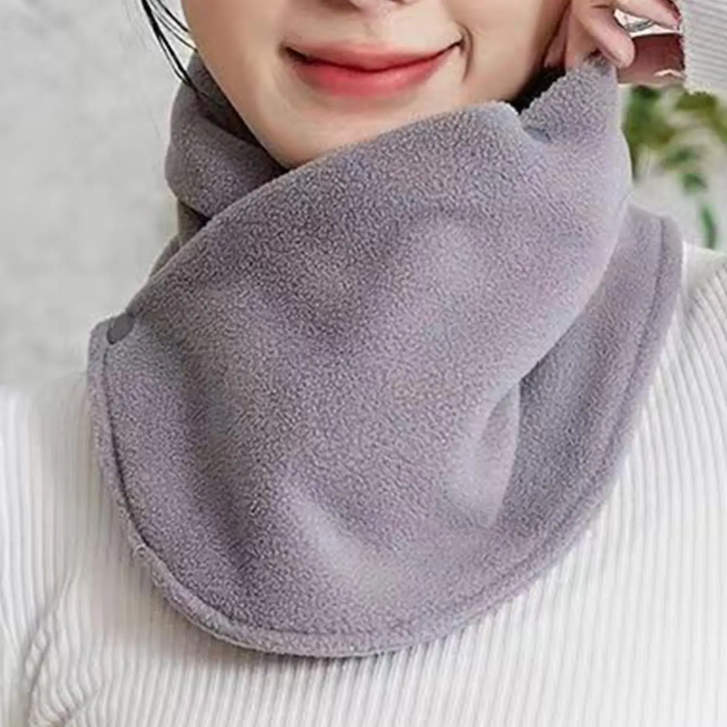 Anti Cold Plush Snap Neck Scarf Winter Fleece Neck Protection Neckerchief Outdoor Cycling Skiing Warm Neck Cover Scarves