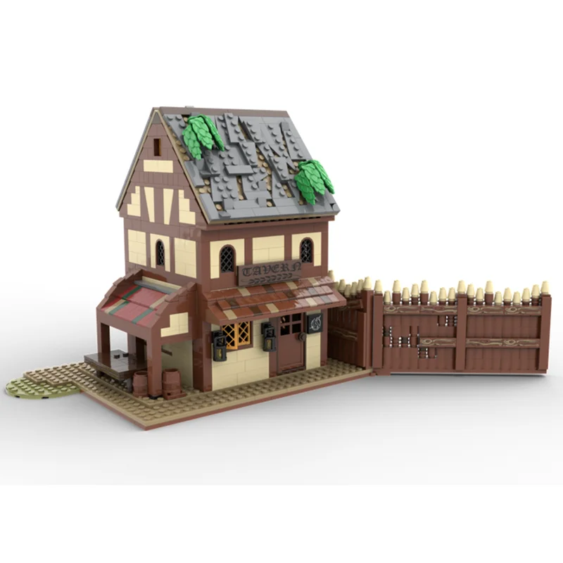 Moc Building Blocks Medieval Village-Tavern an Ramparts Medieval Model Technology Brick  Assembly Construction Toy Gifts