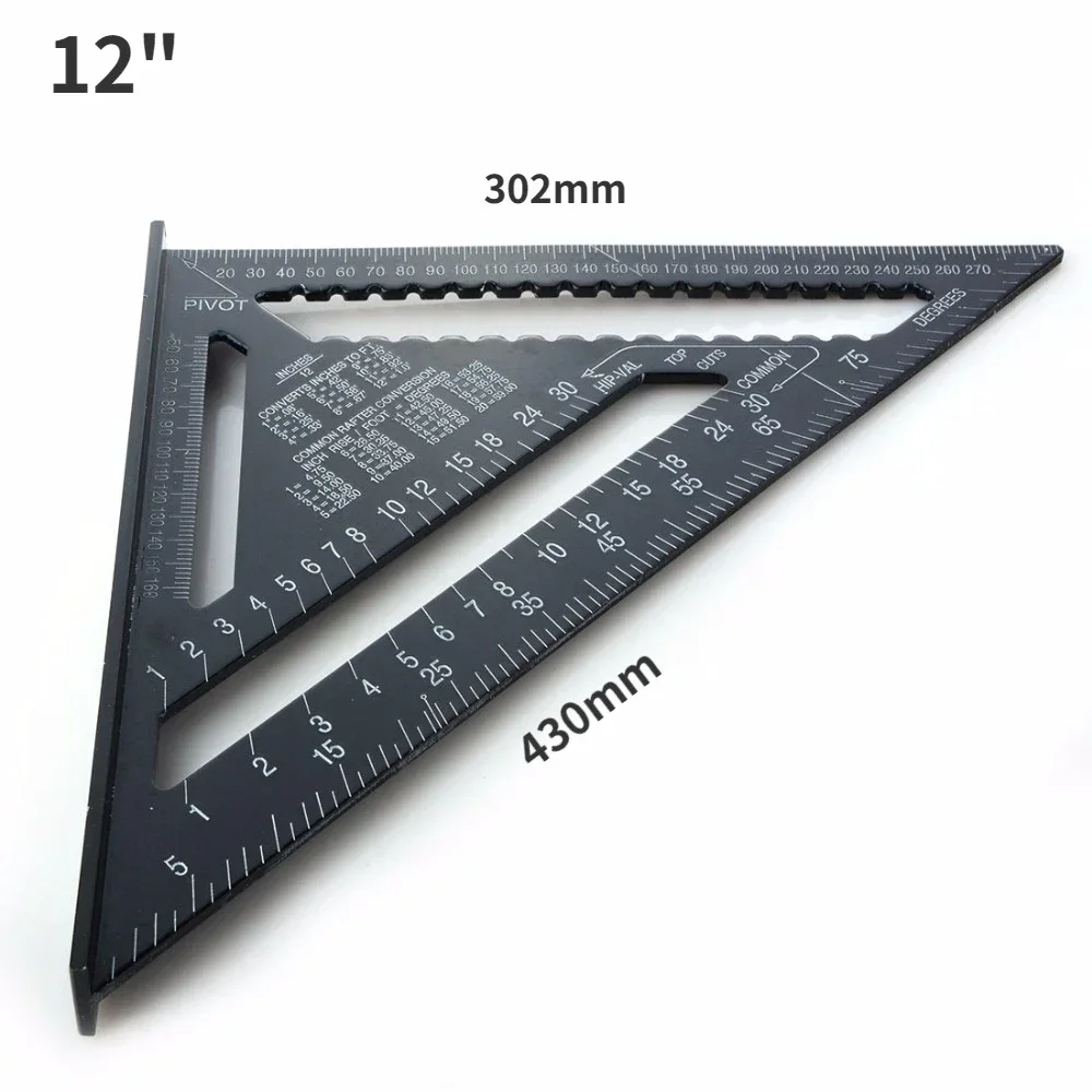 7''/12" Aluminiumlegierung Dreieck Lineal Messgeräte Geschwindigkeit Winkelmesser Gehrung Zimmermann Linie Glasritzrades Säge Führung Percision Messwerkzeug