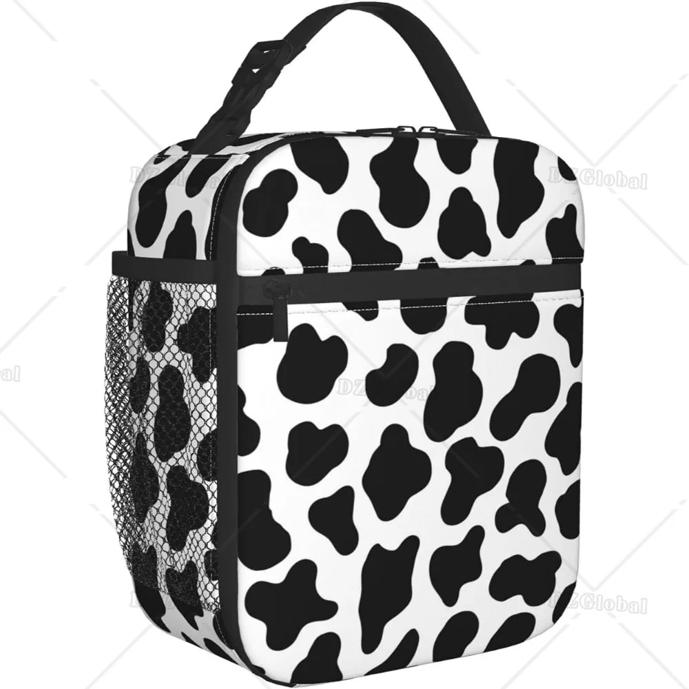 Cow Print Insulated Lunch Box for Men Women Portable Boys Girls Reusable Thermal Lunch Bag for Office Work Travel Picnic