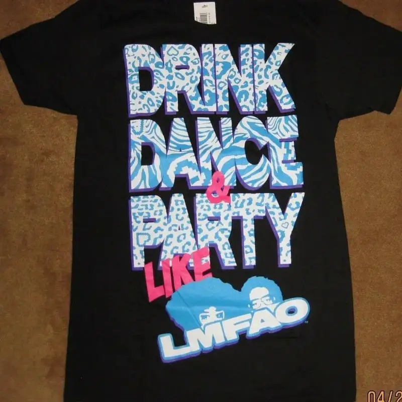LMFAO Drink Dance & Party Like LMFAO T-shirt pour hommes, neuf avec étiquettes
