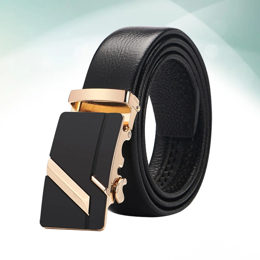 

Automatic Buckle Belt Men Imitation Adjustable Casual Jeans Belt Strong Durability Alloy Buckle Suitable Pants Shorts