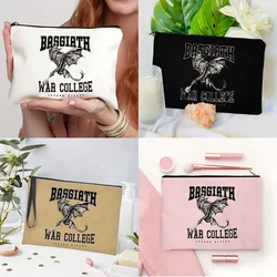 Basgiath War pattern Women Makeup Bag Toiletry Storage Pouch Purse Teacher Gift White Cosmetic Case Female Beauty Organizer