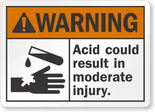 Acid Could Result In Moderate Injury Ansi Warning Aluminum Weatherproof 12