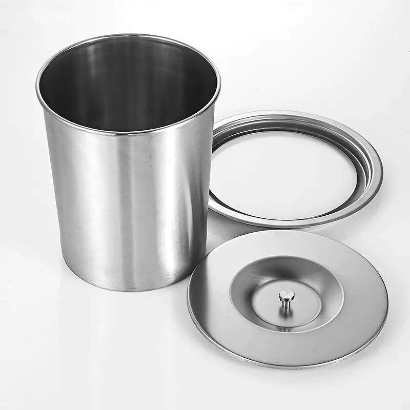 304 Stainless Steel Kitchen Trash Can Under Sink Garbage Bin with Lid Embedded Wastebasket for Bathroom Countertop