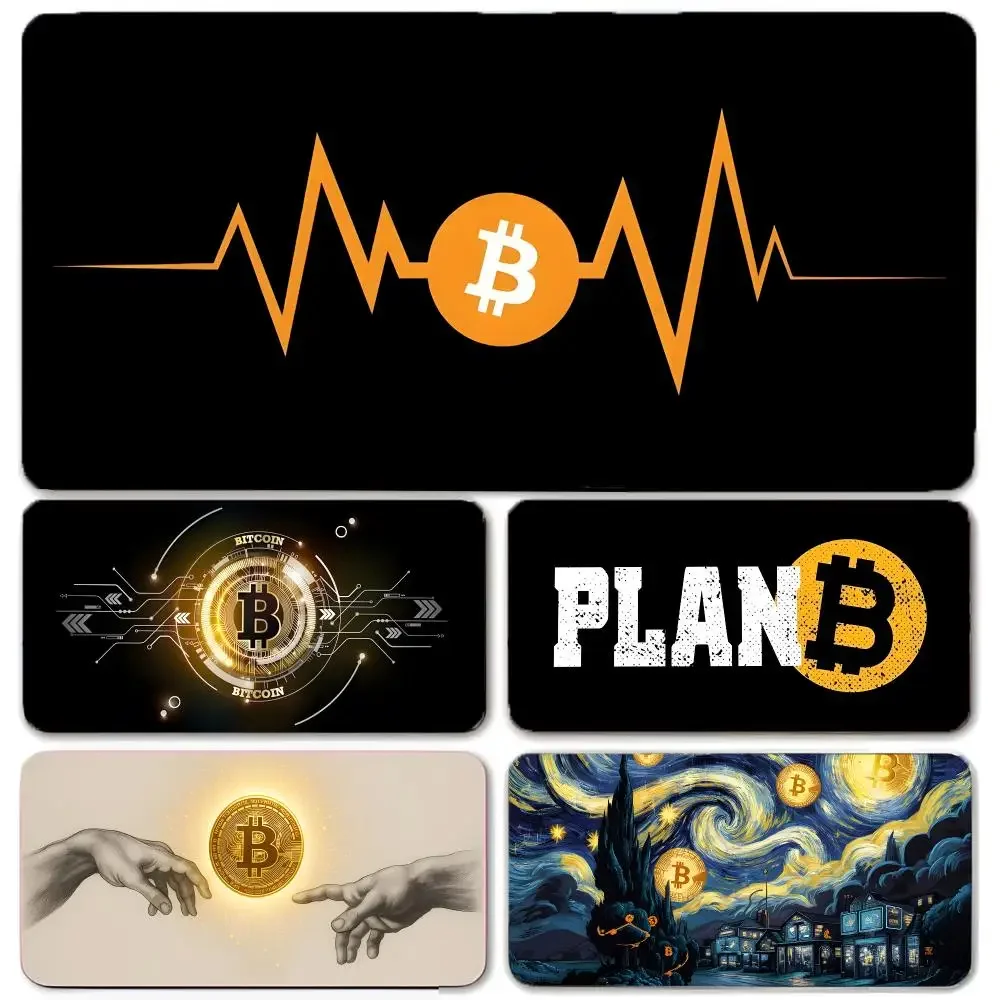 Digital Decentralized B-Bitcoin Mouse Pad Large Gaming Mousepad with Thick Stitched Edge Non-Slip Desk Mat