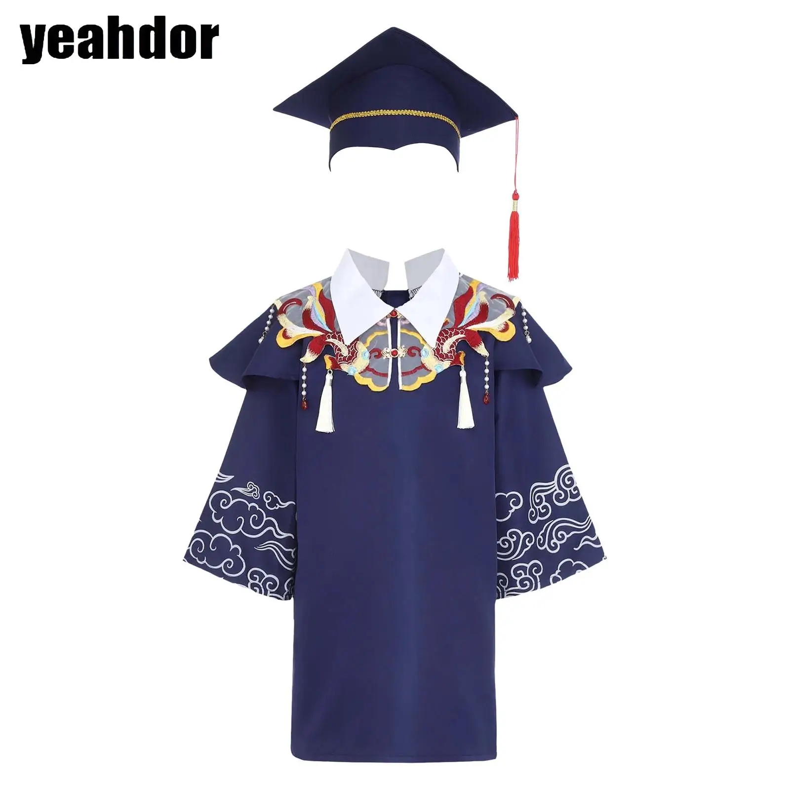Graduation Uniform with Tassel Hat Neo-Chinese Style Graduation Bachelor Suits Students School Uniform Graduation Party Clothes
